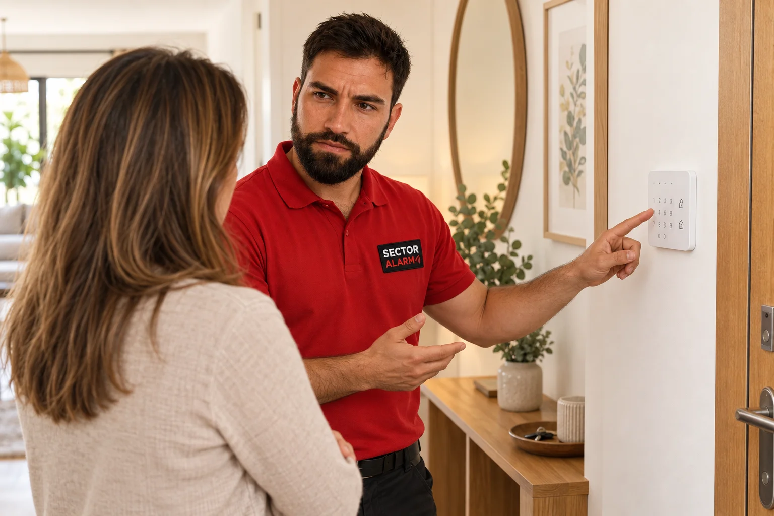 Ricardo junto a un sistema de seguridad en una vivienda